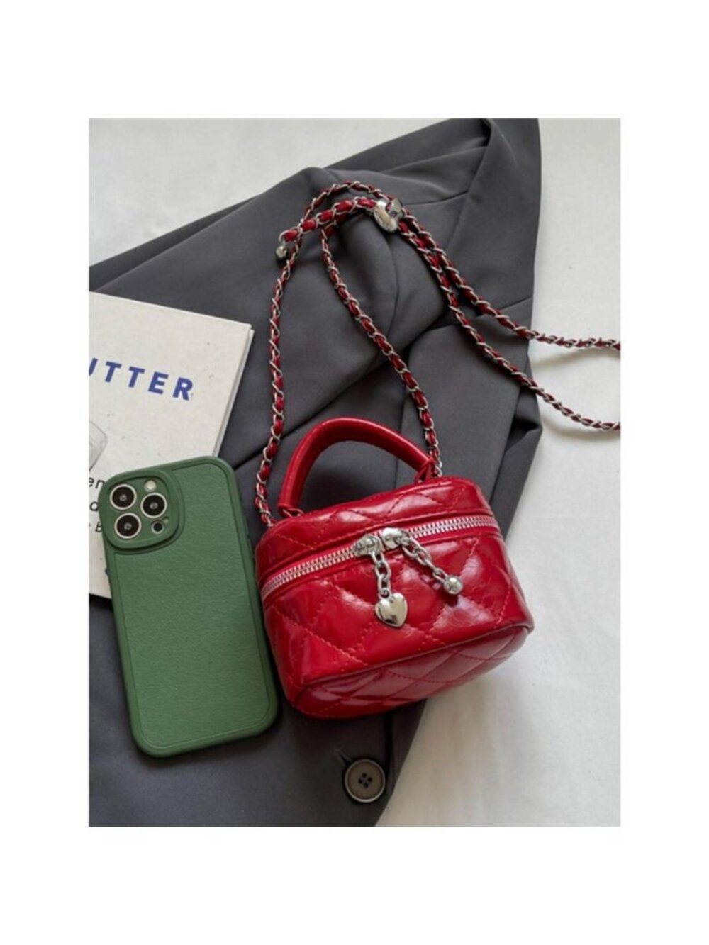 Quilted Pattern Crossbody Bag